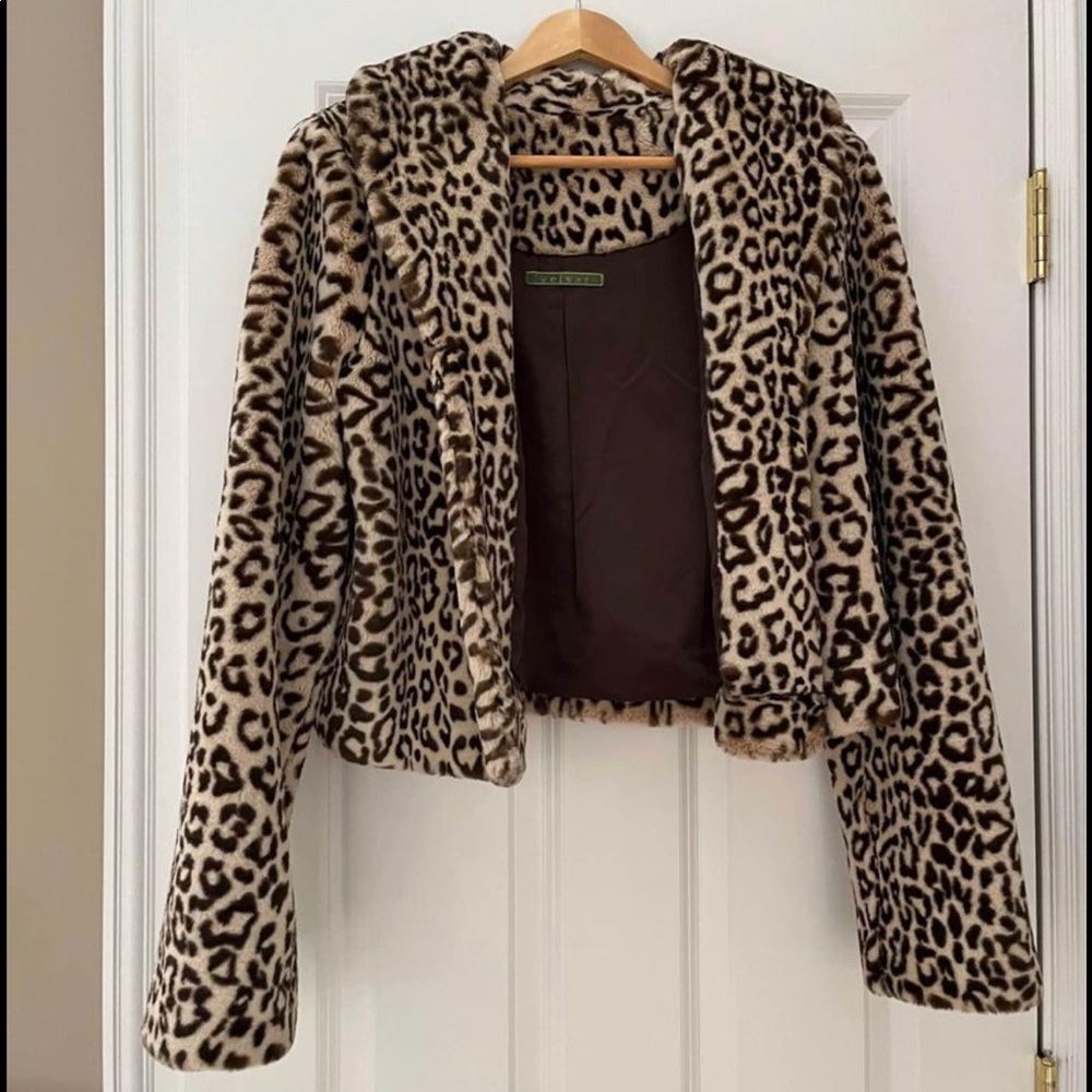 Cropped Faux Leopard Jacket by Velvet
